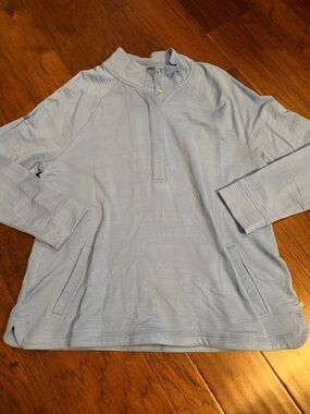 Talbots Pale Blue Snap-Front Quarter-Placket Pullover